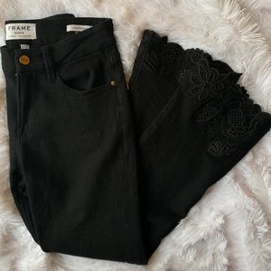 FRAME denim le crop mini boot embroidered hem